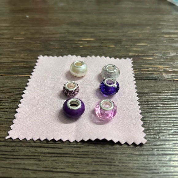 European Large Hole Beads All Purple Lot of 6 - Picture 6 of 9